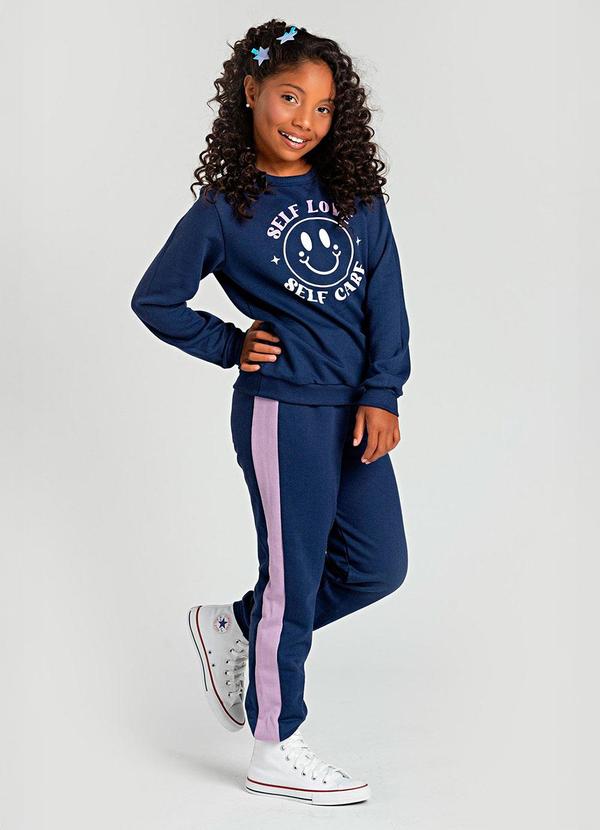 Conjunto Infantil de Moletom Self Love Marinho