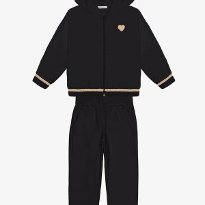 Conjunto Jaqueta com Capuz Calça Plush Preto