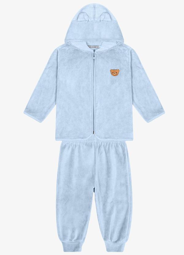 Conjunto Jaqueta com Capuz e Calça Azul