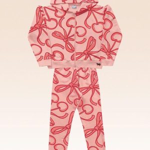 Conjunto Jaqueta com Capuz e Calça Rosa