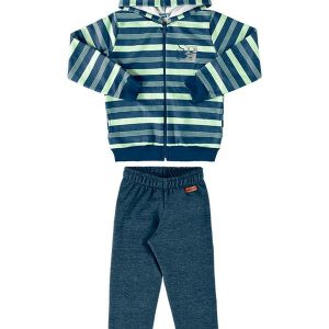 Conjunto Jaqueta e Calça Moletom Jeans Azul