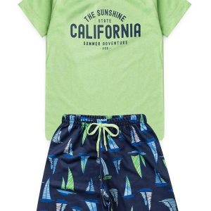 Conjunto Juvenil Menino Verão California Verde