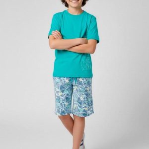 Conjunto Juvenil Menino Verão Minimalista Azul