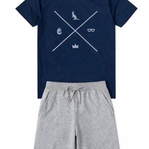 Conjunto Juvenil Menino Verão Símbolos Azul