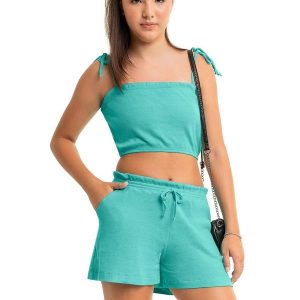 Conjunto Juvenil com Top e Short Azul