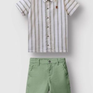 Conjunto Listrada com Sarja Menino Verde
