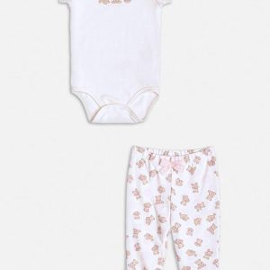 Conjunto Manga Curta com Ursinhos Branco