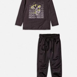 Conjunto Manga Longa Grafite do Mickey Grafite
