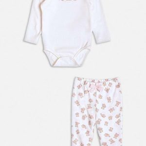 Conjunto Manga Longa com Ursinhos Branco