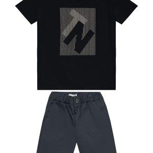 Conjunto Masculino Camiseta com Bermuda Preto