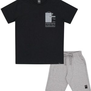 Conjunto Meia Malha Preto