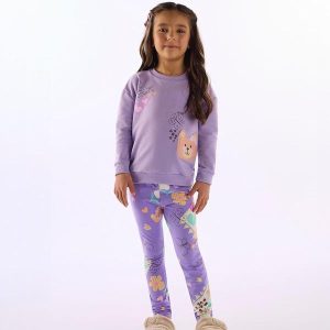 Conjunto Menina Blusa Calça Roxo