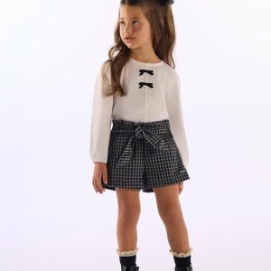 Conjunto Menina Blusa Laço Short Branco