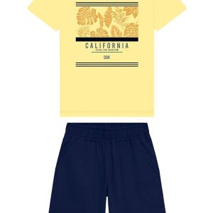 Conjunto Menino Camiseta e Bermuda Amarelo