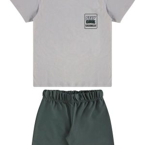 Conjunto Menino Camiseta e Bermuda Cinza