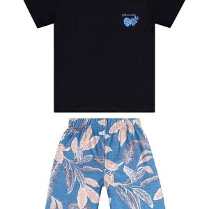 Conjunto Menino Camiseta e Bermuda Preto