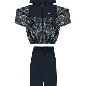 Conjunto Menino Jaqueta e Calça Microfibra Preto
