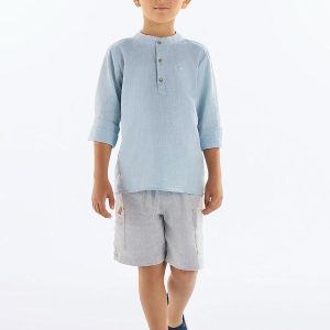 Conjunto Menino com Bata e Bermuda Azul