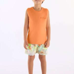 Conjunto Menino com Regata e Short Laranja