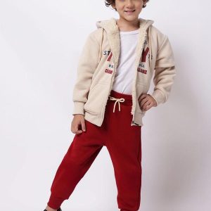 Conjunto Moletom Infantil Estampa Ny Capuz Bege