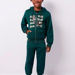 Conjunto Moletom Infantil Peluciado Capuz Verde