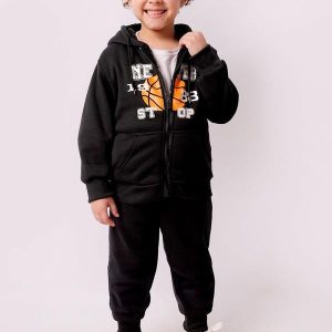 Conjunto Moletom Infantil Peluciado Preto