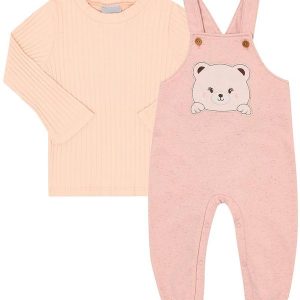 Conjunto Moletom e Malha Canelada Rosa