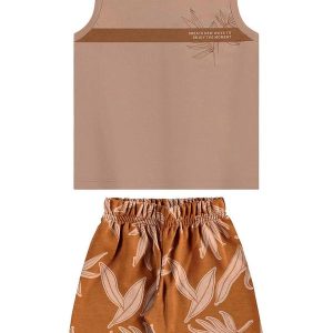 Conjunto Regata e Bermuda Menino Marrom