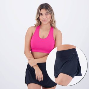 Conjunto Selene Top Com Bojo + Shorts Saia II Rosa