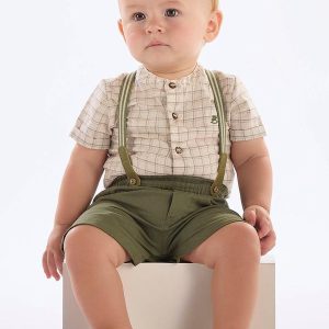 Conjunto Social para Bebê Menino Bege
