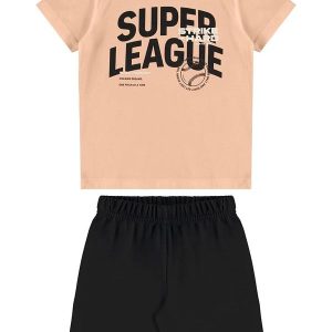 Conjunto Super League Camiseta Marrom