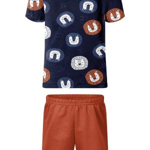 Conjunto com Bermuda Lisa e Camiseta Azul