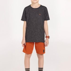 Conjunto com Bermuda de Moletom e Camiseta Preto