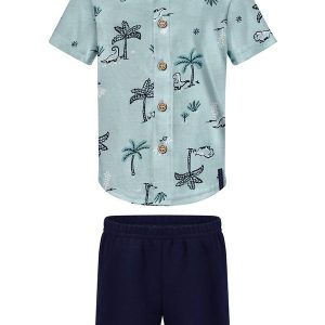 Conjunto com Camisa Estampada e Bermuda Verde