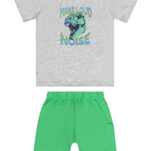 Conjunto com Camiseta e Bermuda Cinza