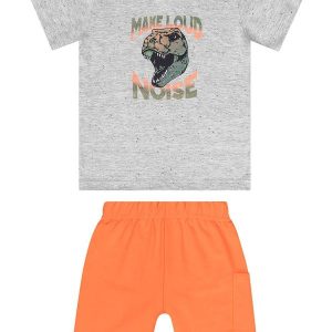 Conjunto com Camiseta e Bermuda Cinza