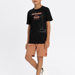 Conjunto com Camiseta e Bermuda de Moletom Preto