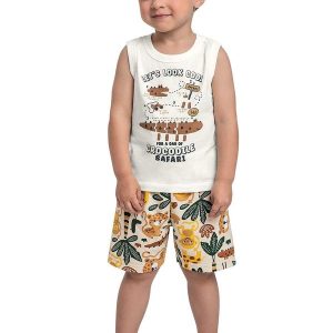Conjunto com Regata e Bermuda Bege