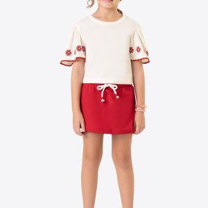 Conjunto com Shorts Saia Meia Malha Bege