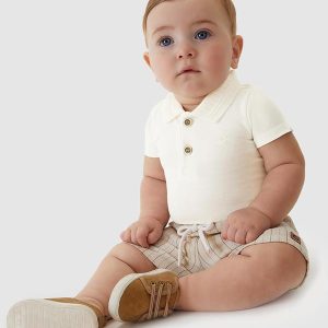 Conjunto de Body com Bermuda Menino Off White
