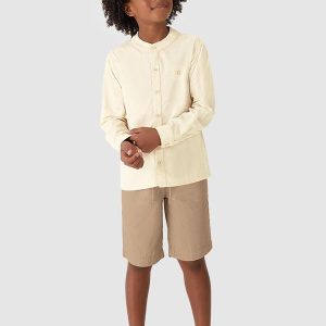 Conjunto de Camisa Bordada Menino Areia