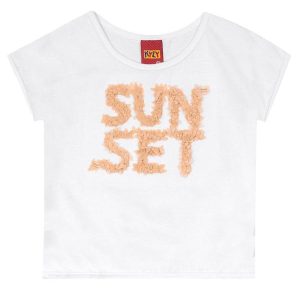 Cropped Infantil Menina Bordado Branco