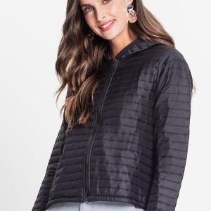 Jaqueta Feminina com Capuz Preto