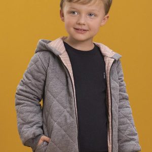Jaqueta Infantil em Fleece Matelassê Cinza