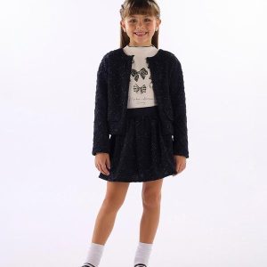 Jaqueta Infantil em Malha Texturizada Preto