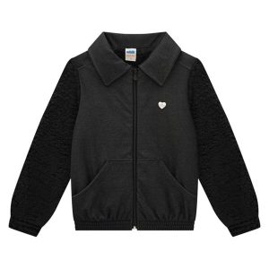 Jaqueta Jeans com Pelo Sherpa Preto