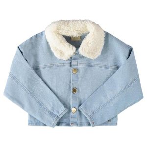 Jaqueta Menina Jeans Trancoso Gola Pelo Azul