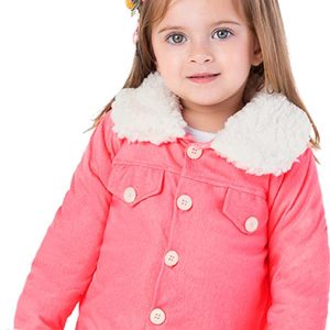 Jaqueta Molecotton Jeans e Pelo Carneirinho Rosa