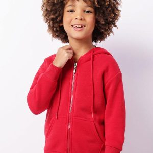 Jaqueta Moletom Infantil Capuz Vermelha