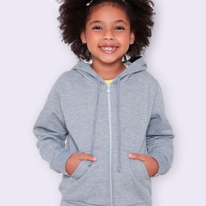 Jaqueta Moletom Infantil com Capuz Cinza
